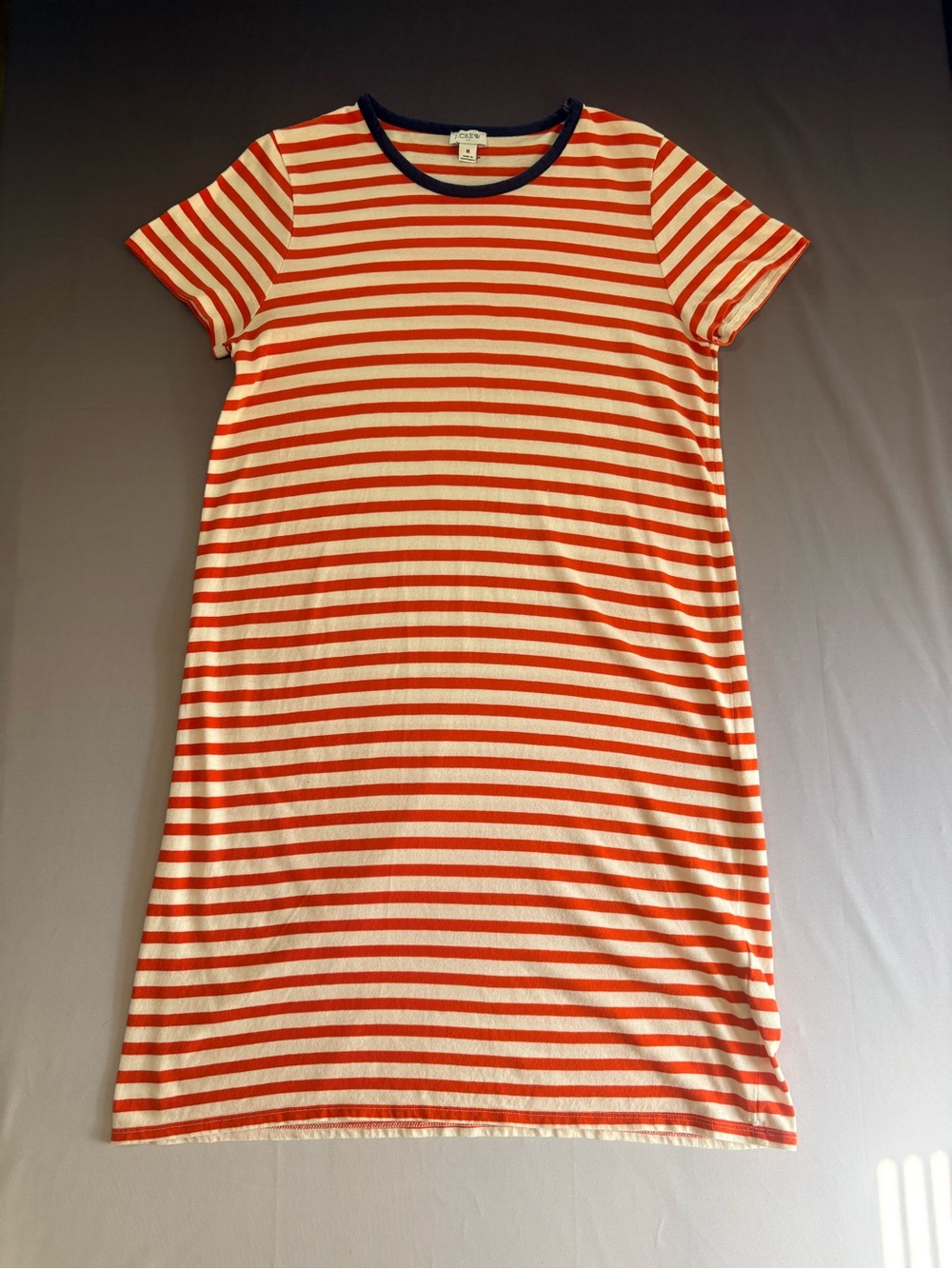 J. Crew 8 Striped Red and White Dress with Navy Trim